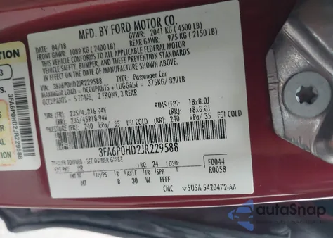 2018 Ford Fusion Se from USA, damaged, VIN 3FA6P0HD2JR229588